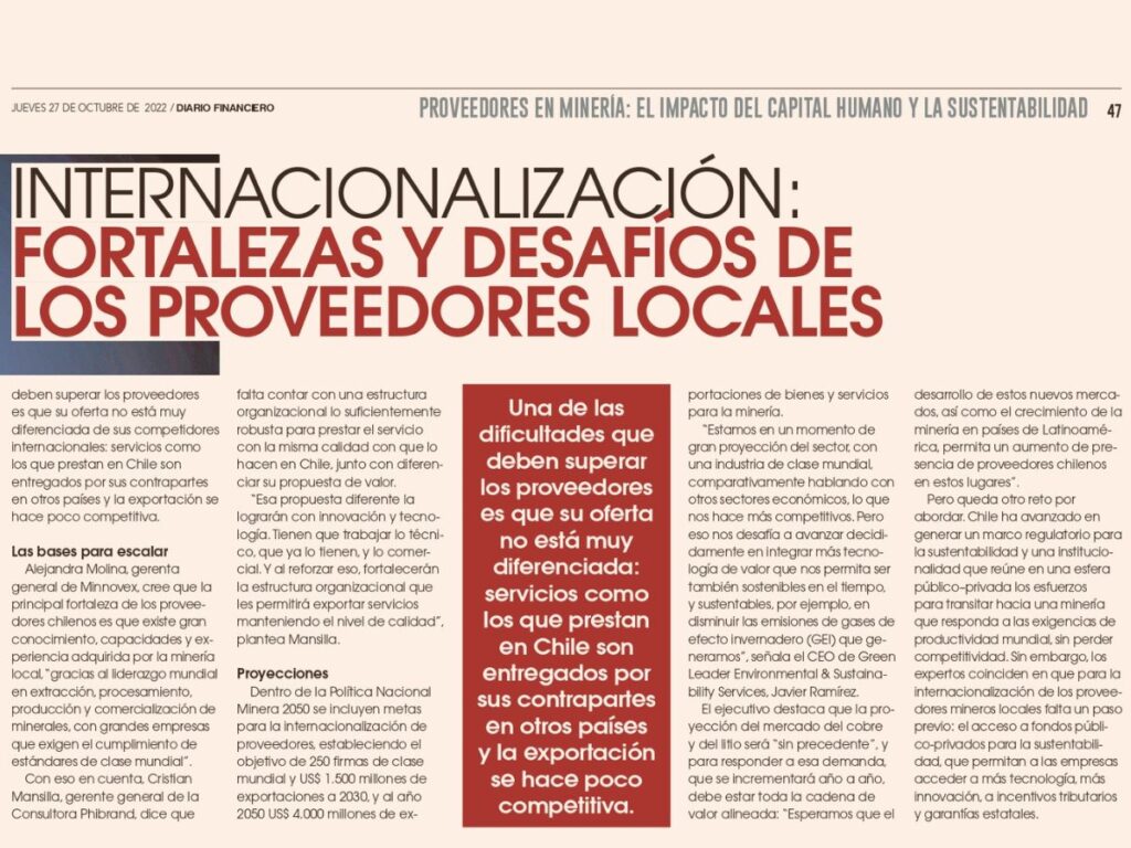 Artículo Diario Financiero sobre Innovacióin de proveedores locales